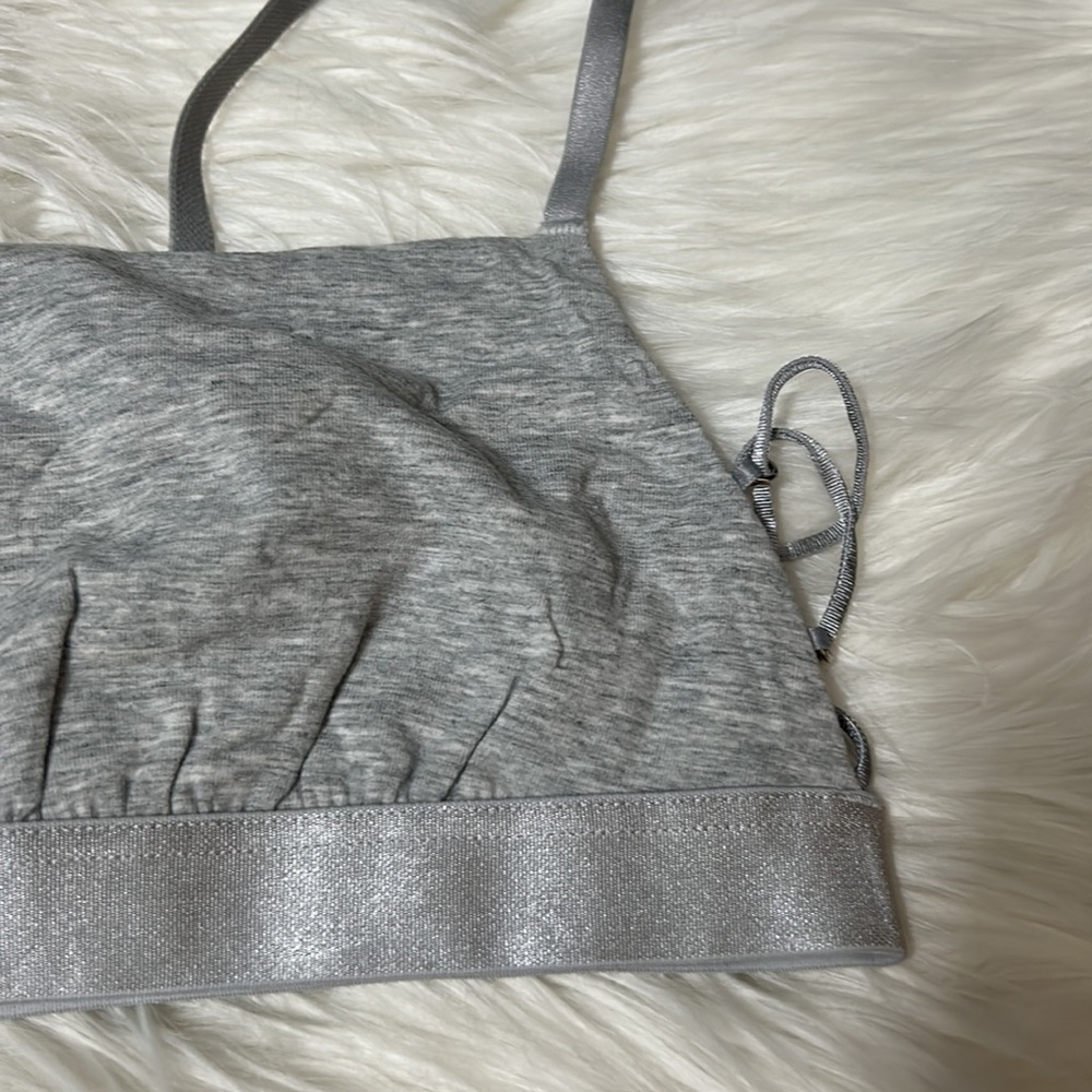 Gray Satin-Trim Bralette with Adjustable Straps - Picture 3 of 12
